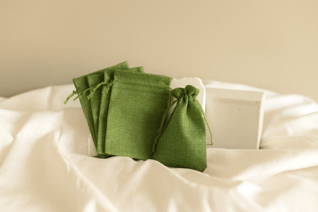 Jute Säckchen grün (5er Set)