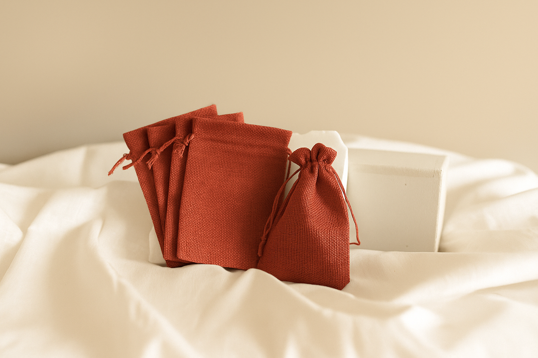 Jute Säckchen rot (5er Set)