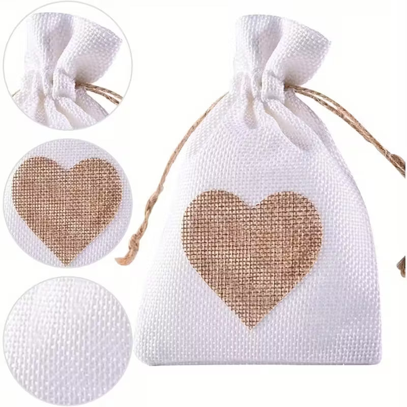 Jute Säckchen Herz (4er Set)